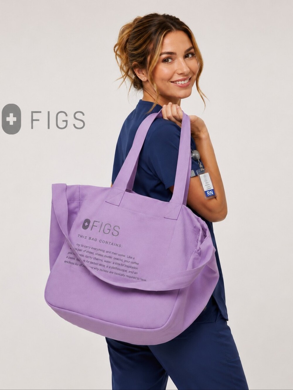 Figs U Canvas Lilac Discontinued Large Tote
